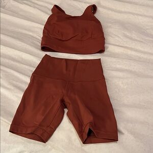 Lululemon Rust Red Sports Bra and Shorts Set